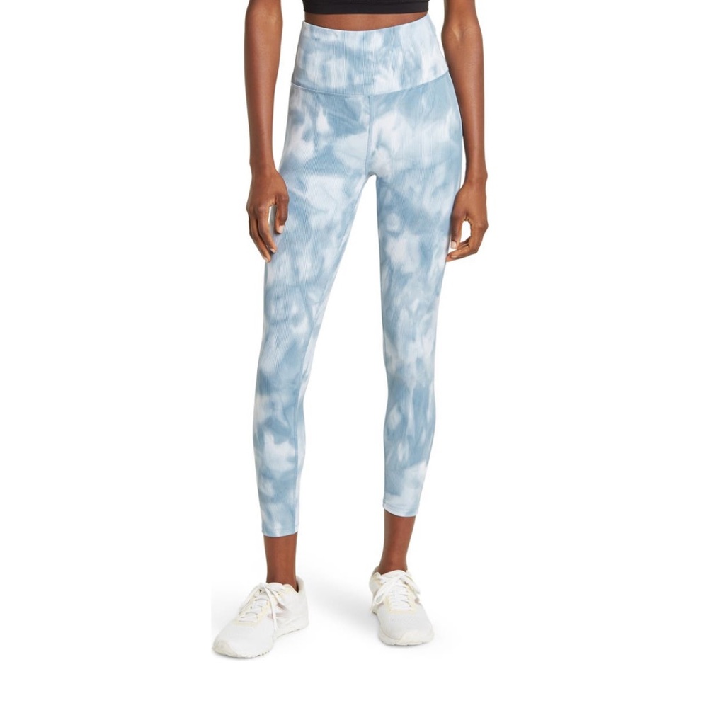 NWT Carbon38 Tie Dye Ribbed 7/8 Legging - M - French Navy/White Tie Dye
